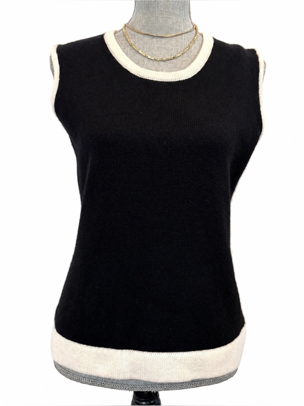 Cashmere Sweater Vest Sleeveless Top Black Size Small/Medium